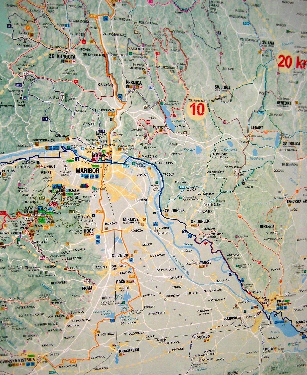 Kaart van Slowenië fietsry