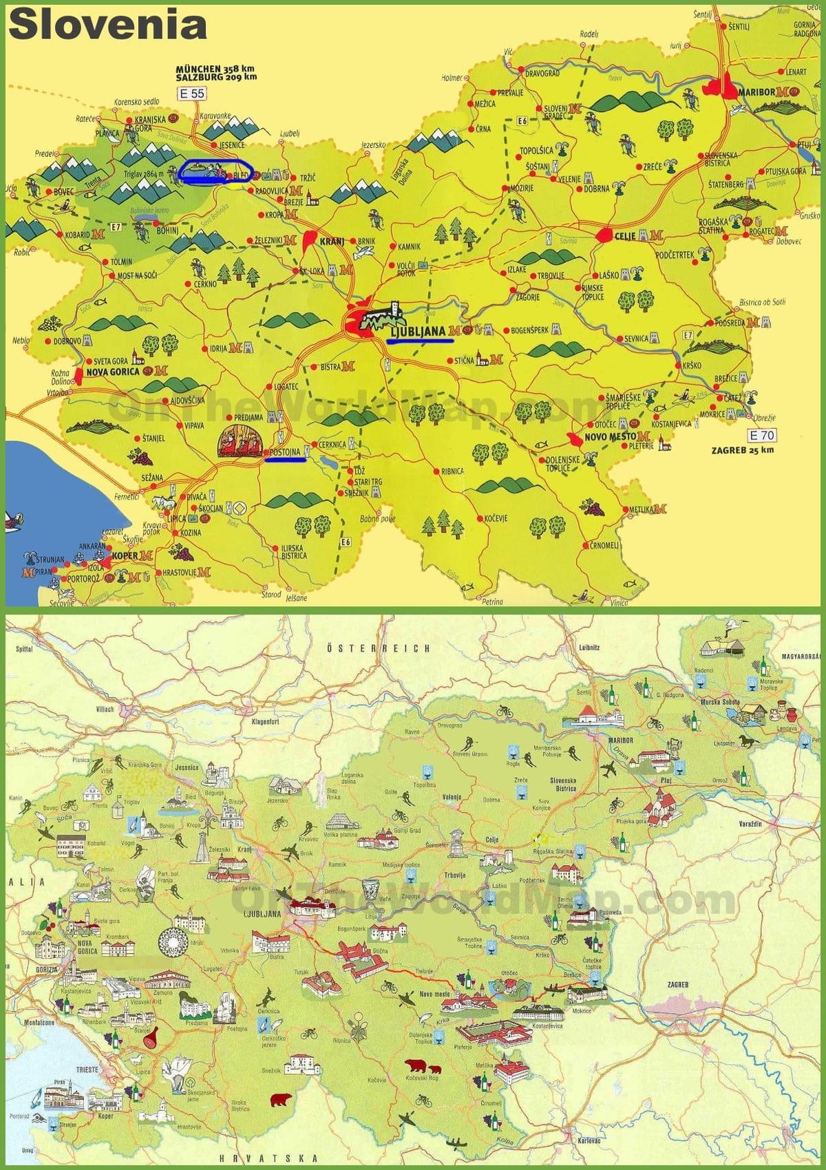 Slowenië reis kaart