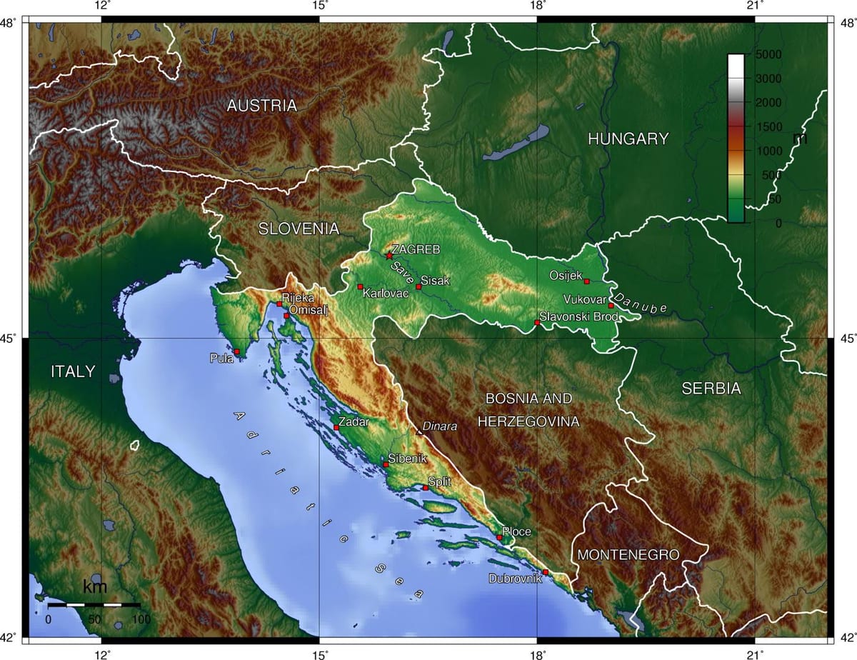 Kaart van Slowenië topografiese