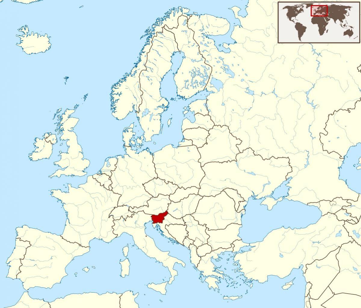 Slowenië plek op die wêreld kaart