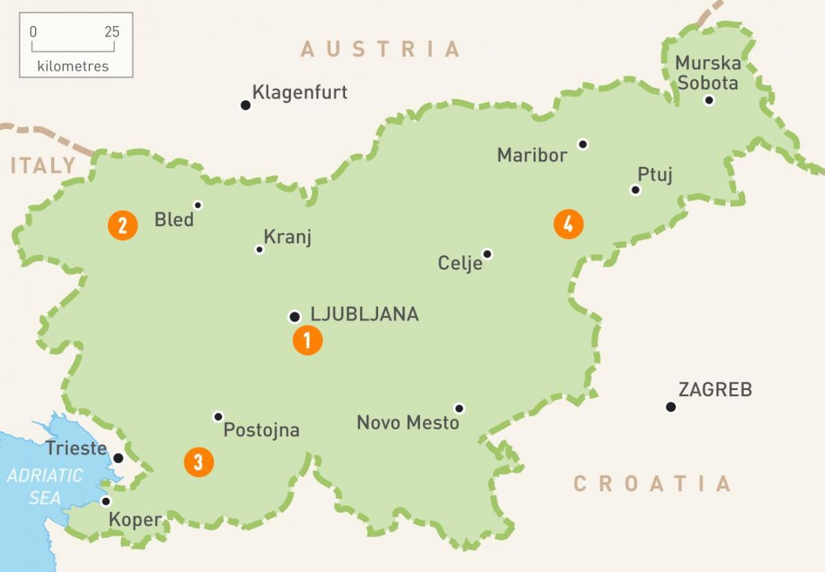 Kaart van Slowenië streke