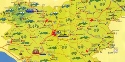Kaart van Slowenië sightseeing