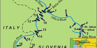 Kaart van soca rivier Slowenië